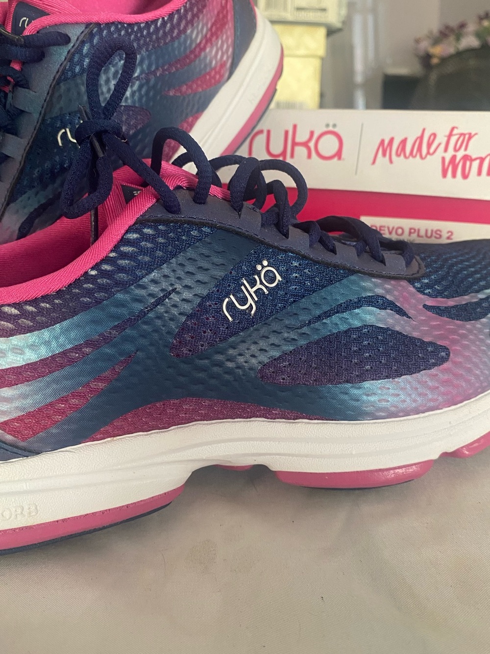 Ryka Devotion Plus 2 Walking Shoes Blue Pink Women's 8W NIB